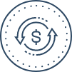 Icon of revolving money symbol